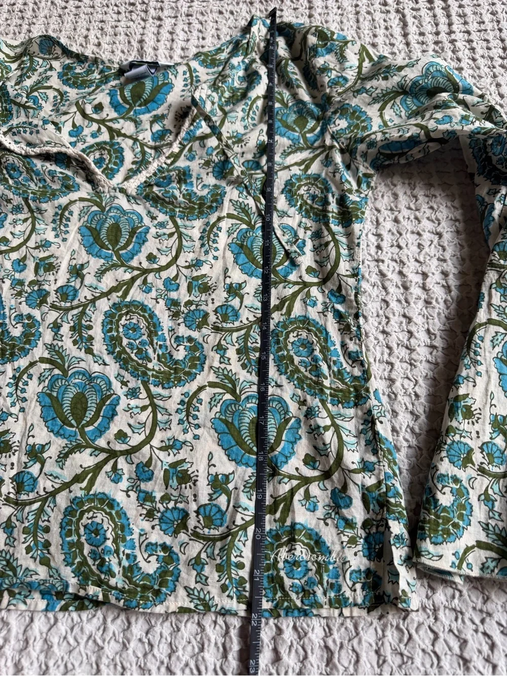 Abercrombie & Fitch Blue Paisley Floral Cotton Crop Top S